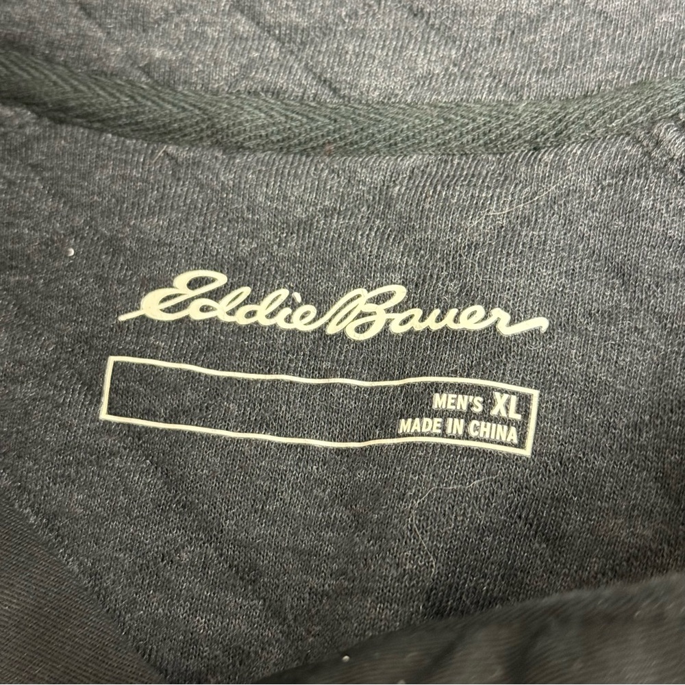 Eddie Bauer Men's Quilted Gray Snap Pullover Sweatshirt. Size XL - Picture 6 of 9